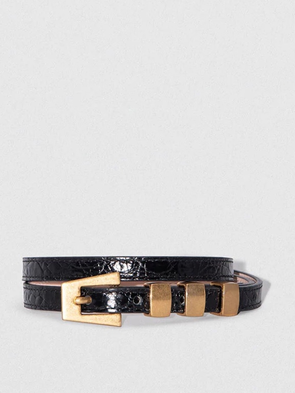 By Far Vic Circular Croco Embossed Leather Belt